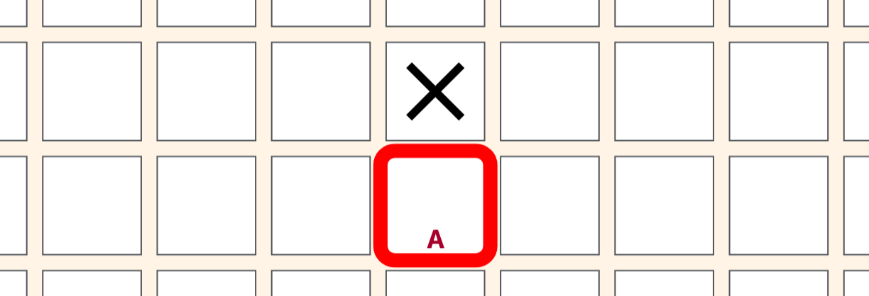 Opening board with blue's first move identified as cell A