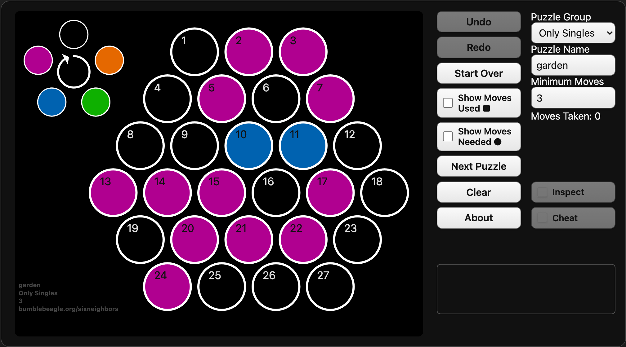 The introductory puzzle in its starting state, with cell identifiers displayed.
