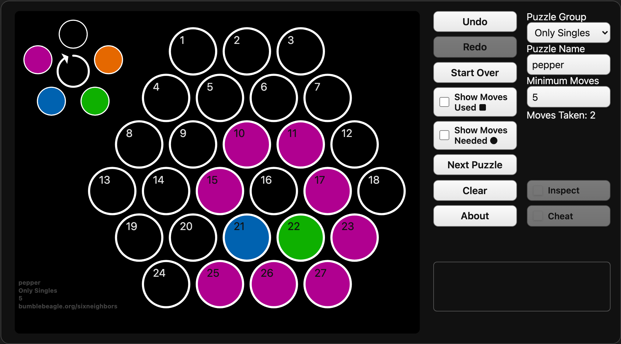 The puzzle after clicking cell 8 and clearing the half-donut.